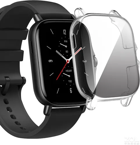 Vista 9 de Yrzper Compatible con Amazfit GTS 2 Smartwatch Case Plated Ultra-ThinTPU 360° Protector de pantalla de cuerpo entero Protector de pantalla de Negro