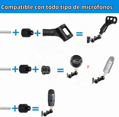 Vista 4 de Clip de micrófono, soporte de abrazadera de micrófono compatible con Shure sm58 sm48 sm81 sm57 Mic, MV5, MV51, PGA52, Sennheiser E835, E945 E935
