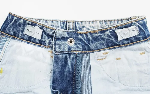 Vista 4 de KIDSCOOL SPACE Pantalones de mezclilla rasgados con banda elástica para bebés y niños pequeños