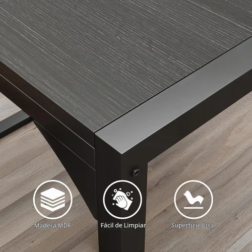 Vista 8 de Gizoon - Juego de mesa de comedor cuadrada para 2, mesa de cocina con 2 bancos, color negro