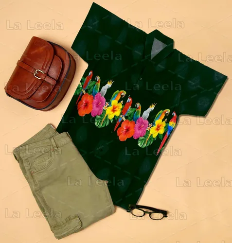 Vista 5 de LA LEELA Men's Hawaiian Shirts Short Sleeve Button Down St Patrick's Day Shirts for Men Beach Vacation Tropical Summer Shirt