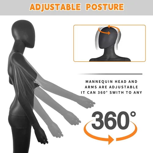 Vista 3 de Maniquí femenino de cuerpo completo Forma de maniquí Cuerpo de maniquí 70 pulgadas Maniquíes ajustables Modelo de vestido de plástico desmontable