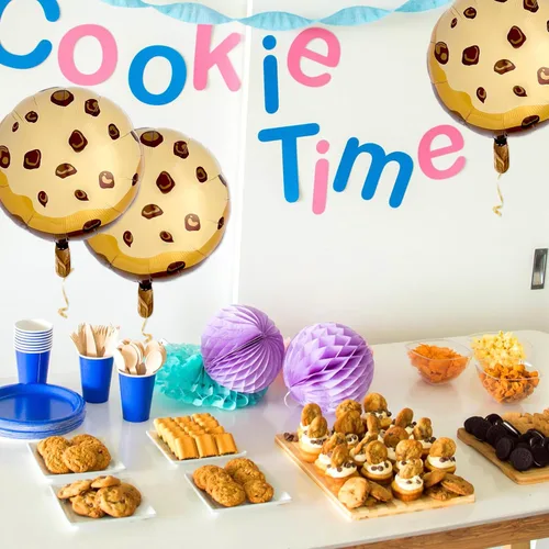Vista 3 de Globos de galletas con chispas de chocolate, decoraciones de fiesta de leche y galletas para el primer cumpleaños, suministros para fiesta