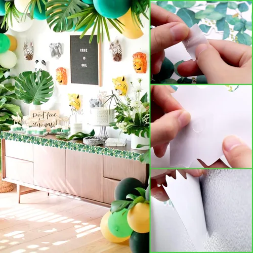 Vista 4 de Tablón de anuncios de eucalipto de 70.8 pies, troquelado para aula, boho, primavera y verano, vegetación, borde de plantas, hojas tropicales