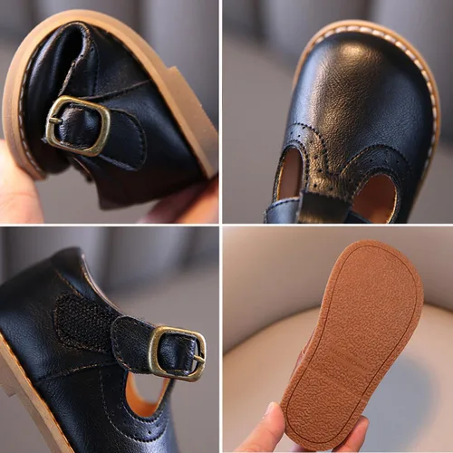 Vista 4 de Peyarlie Zapatos de vestir para niña pequeña, zapatos planos de bailarina, zapatos de fiesta, escuela, con lazo, zapatos de princesa para boda