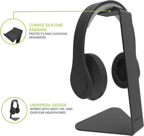 Vista 2 de Kanto H1 Soporte universal para auriculares - Negro - Construcción de acero sólido - Superficie de descanso de silicona curvada