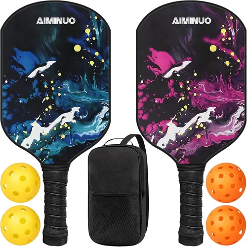 Vista 14 de Palas de pickleball de fibra de vidrio, juego de paletas de pickleball ligeras de 0.63 pulgadas para hombres, mujeres, niños, interiores y exteriores