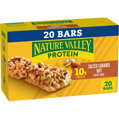 Vista 13 de Nature Valley Barras de granola con proteína, arándano y nueces, barras de merienda masticables, 5 barras, 7.1 OZ 0.35 onzas de proteína por