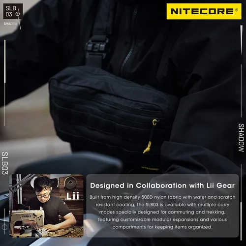 Vista 3 de Nitecore SLB03 - Bolso cruzado convertible para el hombro, bolsa de pecho, paquete de cintura para hombres y mujeres parche, Negro