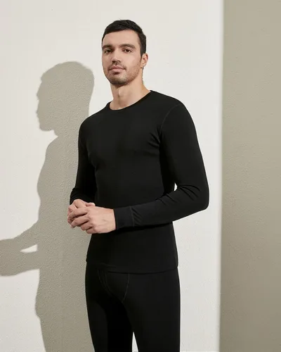 Vista 7 de LAPASA Mens 100% Merino Wool Base Layer Thermal Underwear Shirts Parte superior: Negro