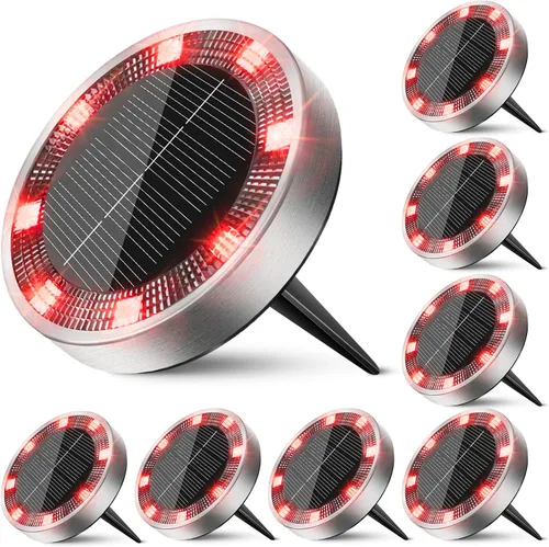 Vista 31 de Peasur Luces solares de suelo para exteriores, paquete de 24 luces planas de disco con energía solar, IP68 impermeable, antioxidante, iluminación