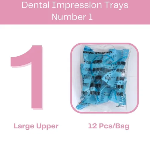 Vista 2 de Bandejas de impresión dental perforadas sin látex desechables bolsa de 12 piezas (#1 grande superior)