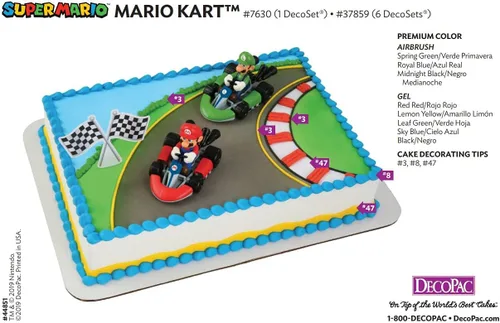 Vista 9 de DecoSet® Mario Kart™ Adorno para Pastel, Decoración de Pastel de 3 Piezas con Adornos de Kart de Carreras y Decoración de Bandera a Cuadros, Karts