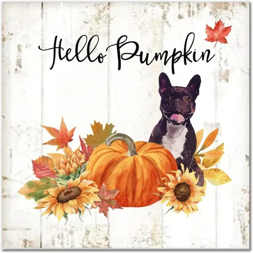 Vista 13 de Hello Pumpkin Boston Terrier Dog Wood Signs Pumpkin Farm Wall Plaque Gives Thanks Porch Sign Rustic Home Family Wall Decoration for Home Front Door