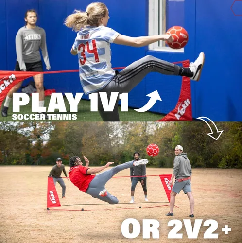 Vista 5 de Kickit Juego de tenis de fútbol profesional, portátil de 12 pies de ancho x 3 pies de alto y pelota ligera suave, para jugar al aire libre