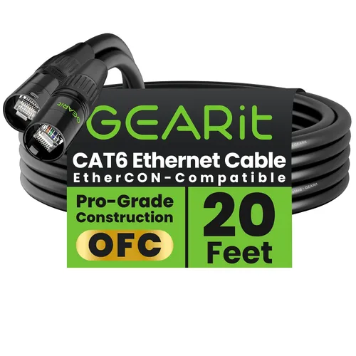 Vista 21 de GEARit Cable Ethercon CAT6 blindado (3 pies) de audio profesional e iluminación RJ45 EtherCON Cable compatible con EtherCON para estudio, escenario