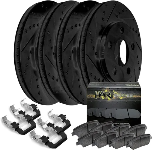Vista 17 de Hart Brakes Kit de frenos y rotores traseros Pastillas de freno traseras Rotores y pastillas de freno, pastillas de freno y rotores de cerámica