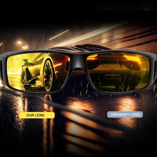 Vista 5 de Gafas de visión nocturna para hombre, lentes envolventes para conducir