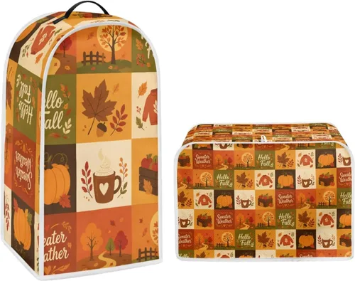 Vista 28 de Juego de fundas para tostadora y licuadora, árbol de gato negro, calabaza, casual, lavable, para cafetera, accesorios de cocina, Halloween, pequeño