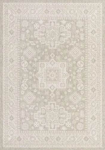 Vista 67 de Unique Loom Outdoor Aztec Collection Alfombra de área, Chalca (5 pies 3 pulgadas, octágono, aguamarina/marfil)