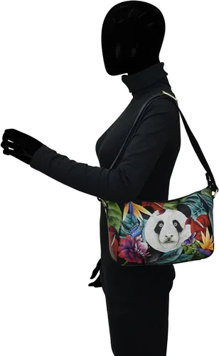 Vista 3 de Anuschka - Hobo para mujer, piel auténtica, pintado a mano, exterior