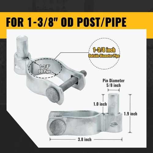 Vista 2 de VIVIDA Bisagra de puerta de enlace de cadena de 1-3/8", bisagra de poste macho galvanizado, para poste de diámetro exterior de 1-3/8", herrajes