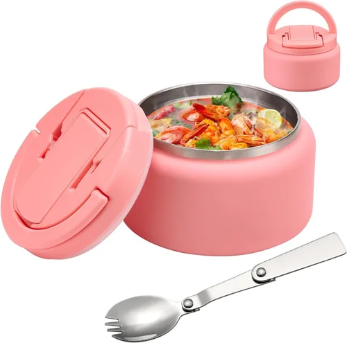 Vista 18 de BABHAMNESS Termo de sopa de 13.5 onzas para comida caliente para niños, recipiente aislado al vacío con tapa de hebilla, boca ancha, a prueba