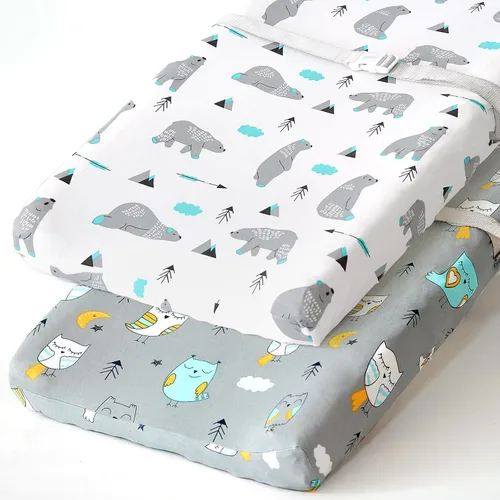 Vista 15 de Pack n Play Sheets BROLEX - Juego de 2 sábanas para cuna, juego de sábanas elásticas y portátiles para cuna, funda de colchón convertible