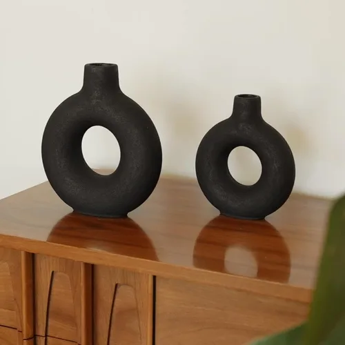 Vista 7 de Oona - Jarrón decorativo moderno para anillos, grande, negro