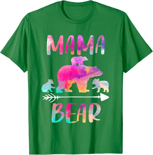 Vista 3 de Bear Matching Family Outfits, Funny Mama Bear Three Cubs T-Shirt Negro