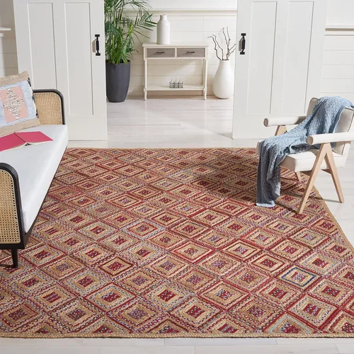 Vista 13 de Safavieh - Colección Cape Cod CAP354A - Tapete tejida a mano en algodón natural y azul, Yute