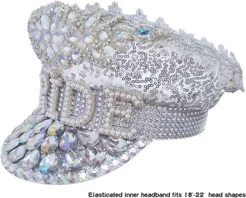 Vista 2 de Ulrica Sombreros de novia con diamantes de imitación, sombrero de discoteca para decoraciones de despedida de soltera, sombrero de vaquero brillante