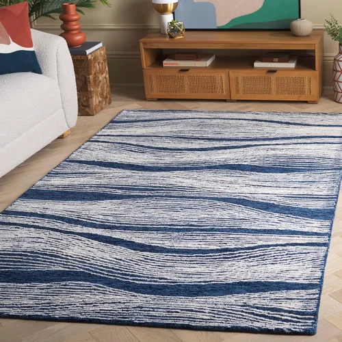Vista 31 de SAFAVIEH Metro Collection - Alfombra decorativa de 2 x 3 pies, azul y marfil, diseño transicional, ideal para áreas de alto tráfico en pasillo, baño