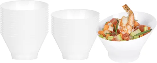 Vista 18 de Restaurantware - Cuencos para servir de 5 onzas, 100 cuencos desechables para aperitivos, diseño inclinado, redondo, cuenco de plástico negro