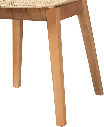 Vista 5 de Baxton Studio Sabelle Japandi - Juego de 2 sillas de comedor de caoba y ratán marrón natural