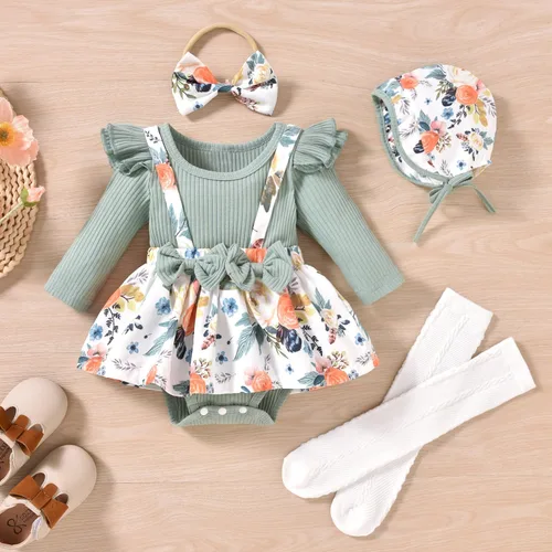 Vista 77 de Unutiylo Ropa de bebé recién nacida prematura con tirantes, traje de otoño e invierno, traje de manga larga con volantes