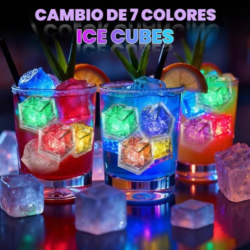 Vista 4 de RowinsyDD Light Up Ice Cubes, 18 Pack Multi Color Led Ice Cubes for Drinks
