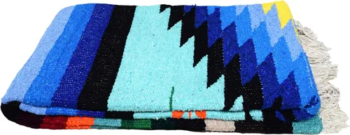 Vista 9 de Open Road Goods Manta de diamante mexicano tejida a mano, manta o cojín de yoga, manta estilo suroeste, color marrón