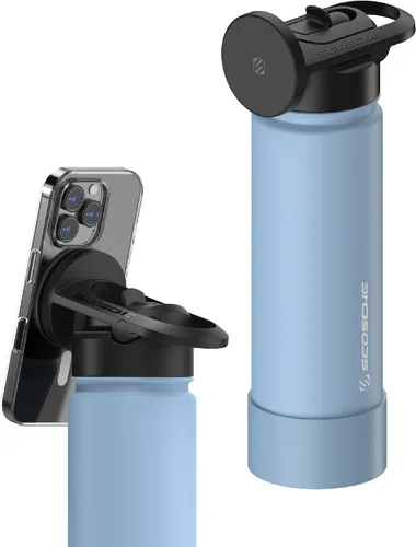 Vista 14 de Scosche MFMS22 MagicMount Flask - Botella de agua de acero inoxidable de 22 onzas con soporte de montaje MagSafe para teléfono, frasco aislado 12H