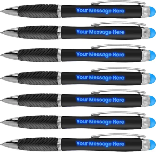 Vista 11 de Bolígrafos personalizados, paquete de 100 unidades, grabado láser sin granel, bolígrafo de 3 pulgadas, lápiz óptico y área personalizada con luz