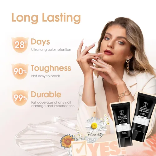 Vista 8 de Rosalind Gel de extensión de poliéster acrílico transparente, paquete de 2 unidades de gel de uñas de 2.1 onzas líquidas, constructor de uñas