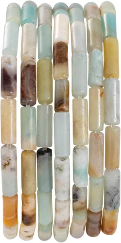 Vista 8 de Cuentas de tubo rectangular de jade africano natural, 0.157 x 0.512 in, 15.0 in/str sueltas semi piedras preciosas para hacer pulseras, collares