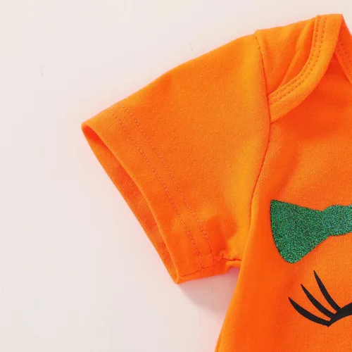 Vista 4 de Ropa de Halloween para bebé niña con sonrisas de calabaza y falda tutú, trajes de Halloween