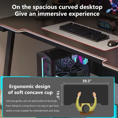 Vista 2 de Gaming Desk Computer Writing Table Student Art Modren Simple Style PC Wood Suitable for Home, Office