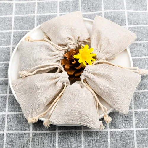 Vista 6 de calary Bolsa de lona doble con cordón de 5 x 6.9 pulgadas, bolsa de algodón, bolsa de regalo, bolsa de muselina reutilizable (25 unidades)