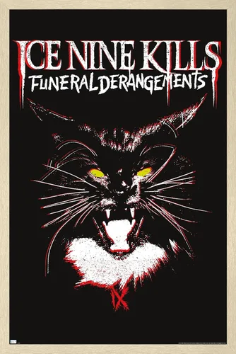 Vista 7 de Ice Nine Kills - Póster de pared con diseño de gato, 22.4 pulgadas de largo x 14.7 pulgadas de ancho, versión enmarcada de madera de granero Versión