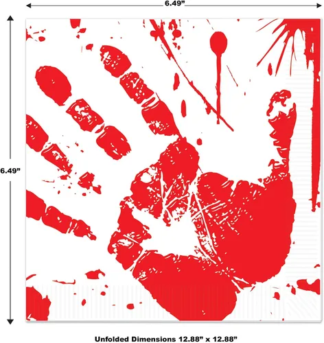 Vista 3 de Beistle Bloody Handprints - Servilletas de almuerzo, talla única, color Huellas sangrientas