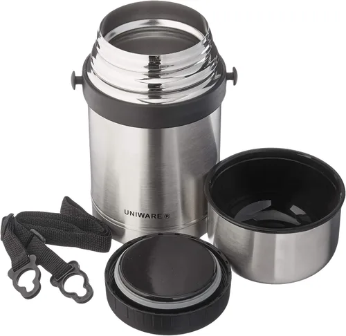 Vista 2 de UNIWARE Termo aislado de acero inoxidable con asa de transporte y correa (27.1 fl oz)