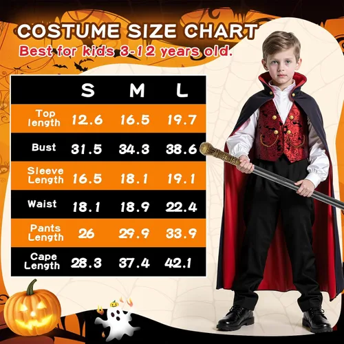 Vista 3 de PEADUCK Disfraz de vampiro para niños, disfraz de Halloween, juego de rol