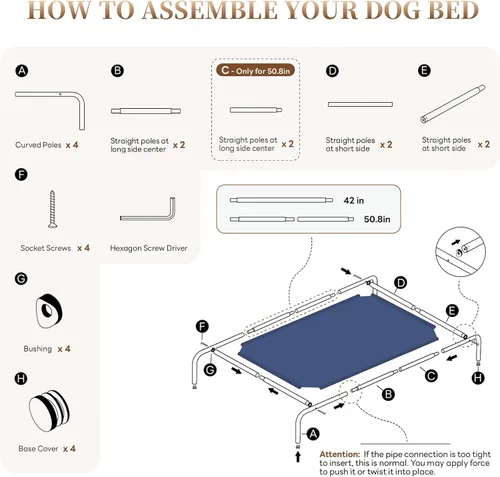 Vista 6 de STARLATTA Cama elevada para perros grandes, cuna elevada lavable con pies antideslizantes, camas refrescantes impermeables con tela Oxford, uso